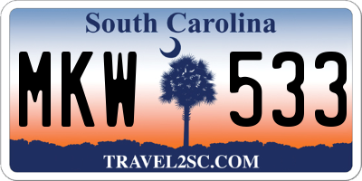SC license plate MKW533