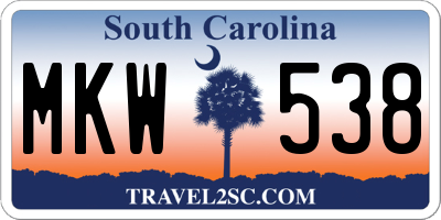 SC license plate MKW538