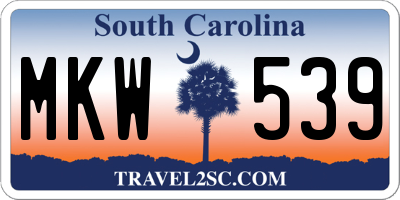 SC license plate MKW539