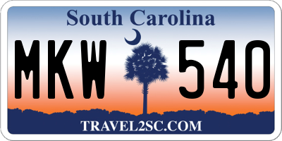 SC license plate MKW540