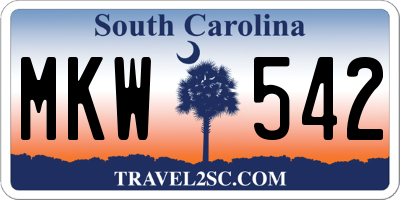 SC license plate MKW542