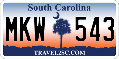 SC license plate MKW543