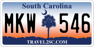 SC license plate MKW546