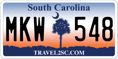 SC license plate MKW548