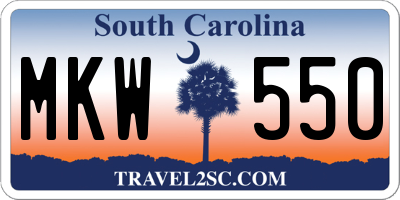 SC license plate MKW550