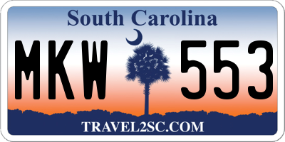 SC license plate MKW553