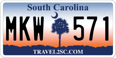 SC license plate MKW571