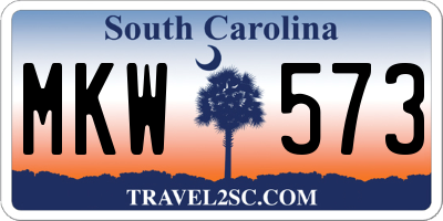 SC license plate MKW573