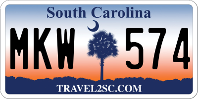 SC license plate MKW574