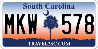 SC license plate MKW578