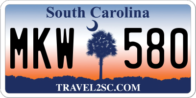 SC license plate MKW580