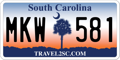 SC license plate MKW581