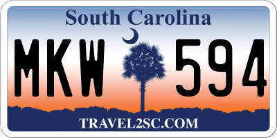 SC license plate MKW594