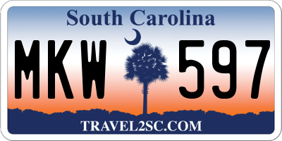SC license plate MKW597