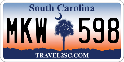 SC license plate MKW598