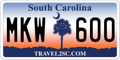 SC license plate MKW600