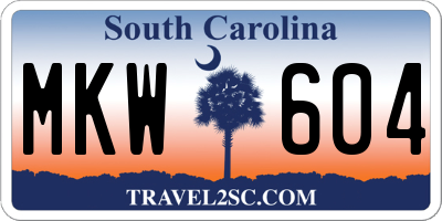SC license plate MKW604
