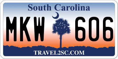 SC license plate MKW606