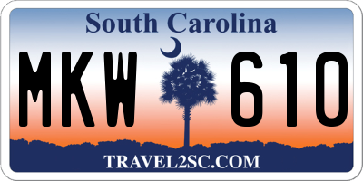 SC license plate MKW610