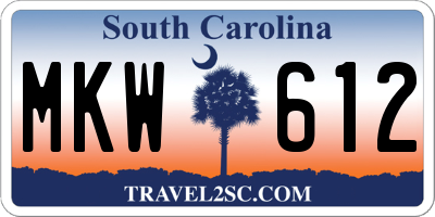 SC license plate MKW612