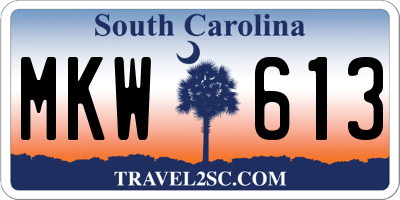 SC license plate MKW613