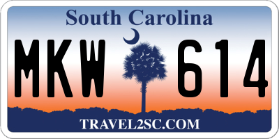 SC license plate MKW614