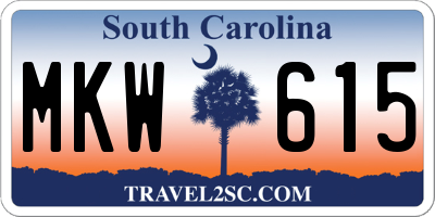 SC license plate MKW615