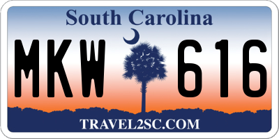SC license plate MKW616