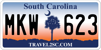 SC license plate MKW623