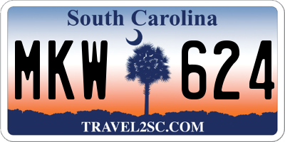 SC license plate MKW624