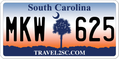 SC license plate MKW625