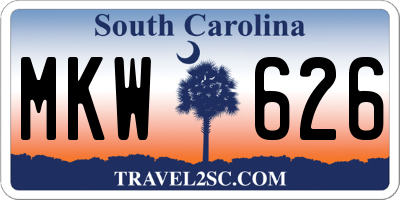 SC license plate MKW626