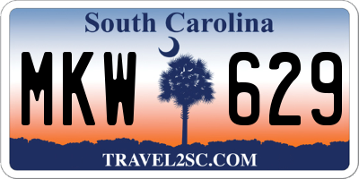 SC license plate MKW629