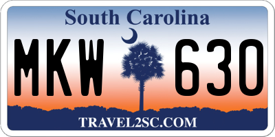 SC license plate MKW630