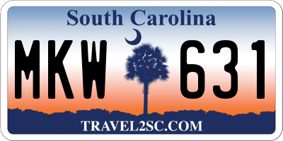 SC license plate MKW631