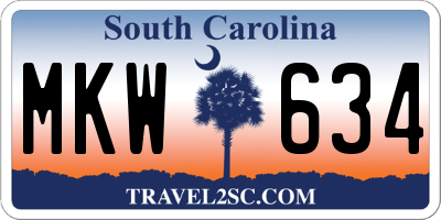 SC license plate MKW634