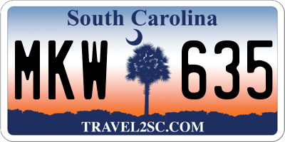 SC license plate MKW635