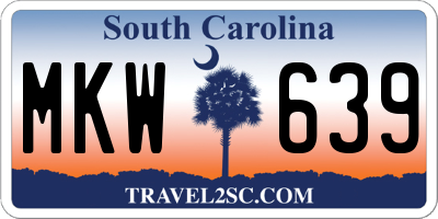SC license plate MKW639
