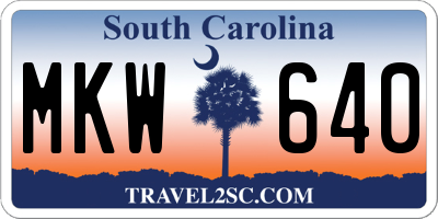 SC license plate MKW640