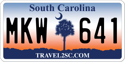 SC license plate MKW641