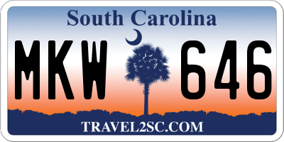 SC license plate MKW646