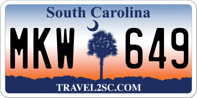 SC license plate MKW649