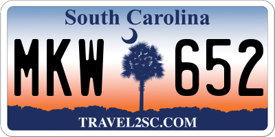 SC license plate MKW652