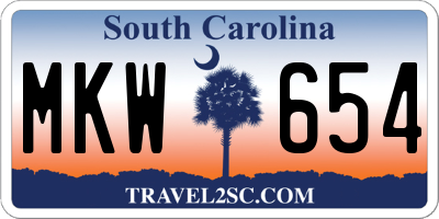 SC license plate MKW654