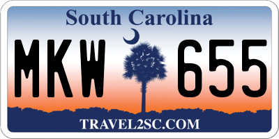 SC license plate MKW655