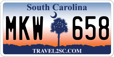 SC license plate MKW658