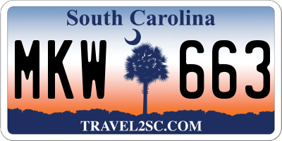 SC license plate MKW663