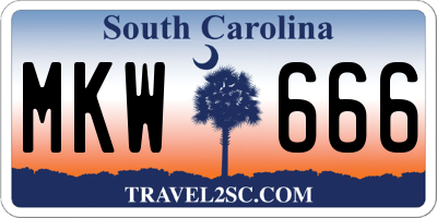 SC license plate MKW666