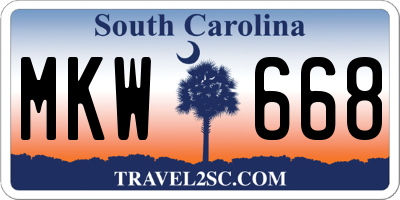 SC license plate MKW668