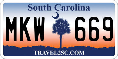 SC license plate MKW669